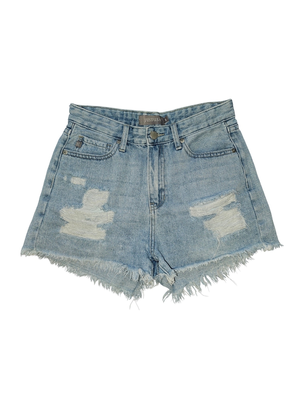 Just USA Light Blue Distressed High-Waist Denim Shorts